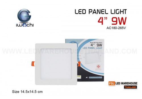 โคมฝังฝ้า 4"9W ทรงเหลี่ยม IWACHI-PANAL-4-9W-S แสงขาวและแสงวอร์มไวท์